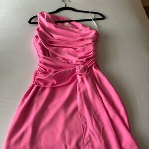 Amanda Uprichard Vibrant Pink One-Shoulder Mini Dress